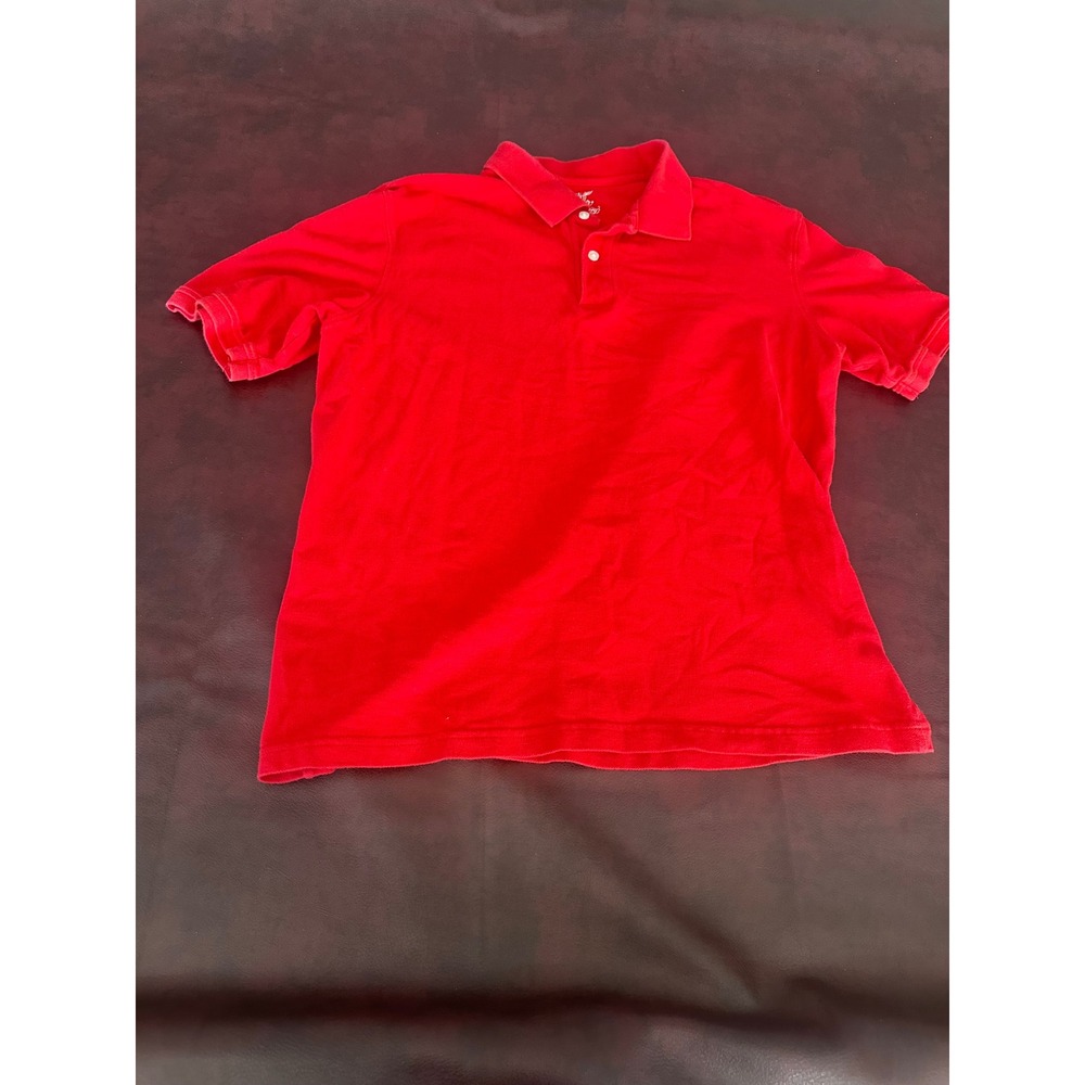 Faded Glory Mens Red Short Sleeve Cotton Pique Polo Shirt Size Large L 42-44